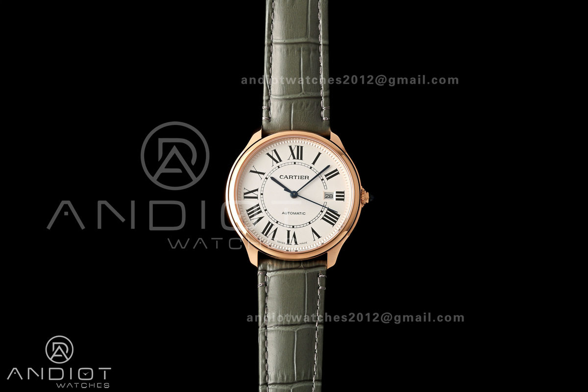 Ronde Louis 40 RG BSF Best Edition White Dial on Green Leather Strap A1847